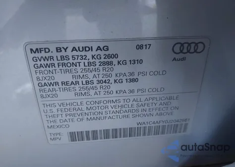 2018 Audi Sq5 3.0T Premium Plus z USA, uszkodzony, nr VIN WA1C4AFY0J2042561